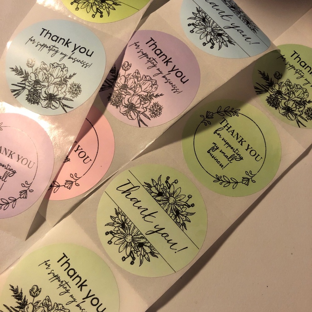 30 Custom Floral Thank You Stickers Set